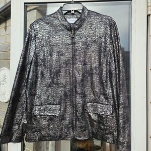 Alfred Dunner Metallic Snake Skin Black Jacket
